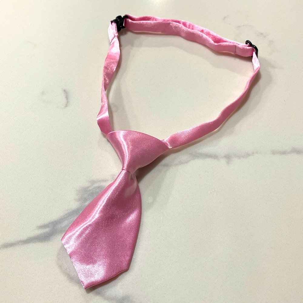 Pink adjustable dog tie collar - solid color